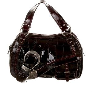 Christian Dior Patent leather croc embossed Gaucho hand bag -Excellent Condition